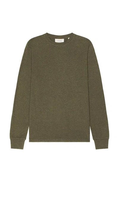 Frame Duo Fold Crew Sweater Heather Olive Green Xs