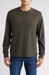 Frame Duo Fold Long Sleeve Cotton T-shirt In Green