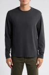 Frame Duo Fold Long Sleeve Cotton T-shirt In Dark Grey