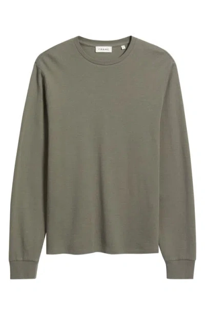 Frame Duo Fold Long Sleeve Cotton T-shirt In Green