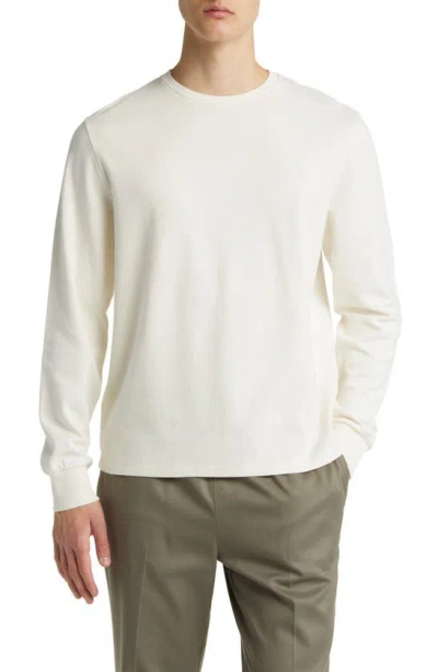 Frame Duo Fold Long Sleeve Cotton T-shirt In White Sand