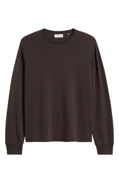 Frame Duo Fold Long Sleeve Cotton T-shirt In Brown