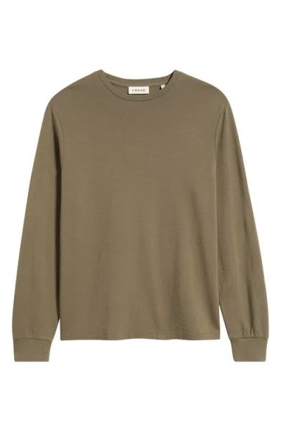 Frame Duo Fold Long Sleeve Cotton T-shirt In Brown