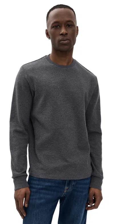 Frame Duo Fold Long Sleeve Crew Tee Grey Melange In Gray