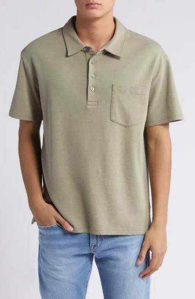Frame Men's Duo Fold Ribbed Polo In Dry Sage