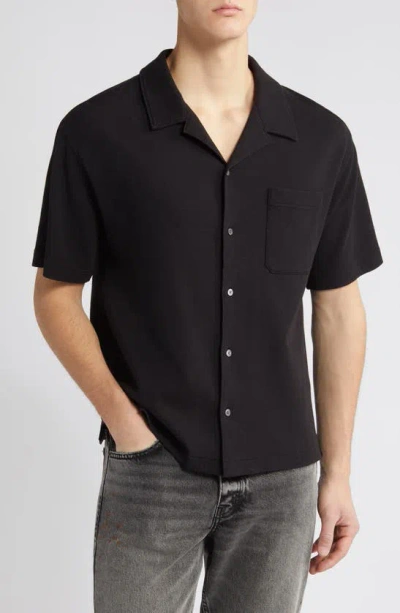 Frame Duo Fold Relaxed Short Sleeve Button-up Shirt In Black