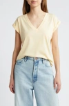 Frame Easy Cotton V-neck T-shirt In Canary