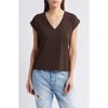 Frame Womens Chocolate Brown Easy V-neck Cotton T-shirt In Chocolate Brown