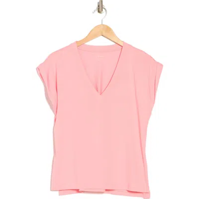 Frame Easy Cotton V-neck T-shirt In Pink