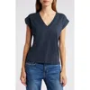 Frame Easy Cotton V-neck T-shirt In Navy