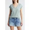 Frame Easy Cotton V-neck T-shirt In Sage