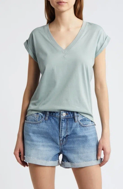 Frame Easy Cotton V-neck T-shirt In Green