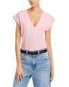 Frame Easy Cotton V Neck Tee In Dusty Pink