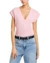 Frame Easy Cotton V Neck Tee In Pink