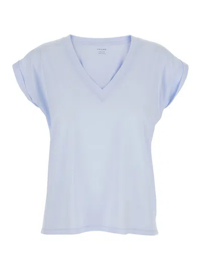 Frame Easy V-neck Tee In Light Blue
