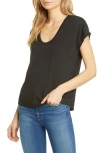 Frame Easy Scoop Neck Organic Linen T-shirt In Black
