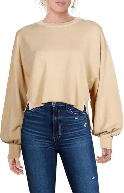 Frame Easy Shirttail Hi-low Oversized Sweatshirt In Tan In Brown