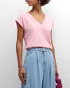 Frame Easy V-neck T-shirt In Dusty Pink