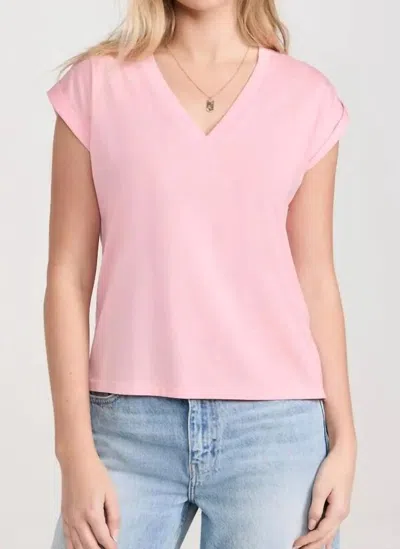 Frame Easy V Neck Tee In Dusty Pink In Animal Print