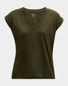 Frame Easy V-neck Tee In Military M In Multi