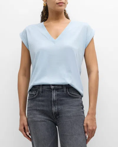 Frame Easy V-neck Tee In Blue