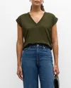 Frame Easy V-neck Tee In Green