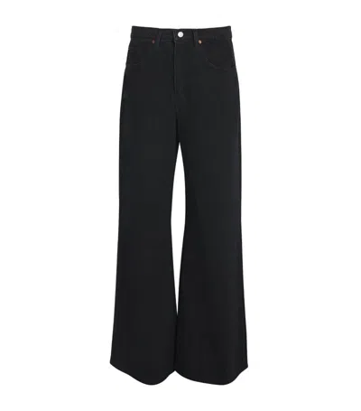 Frame Easy Wide Flare High-rise Flared Jeans In Black