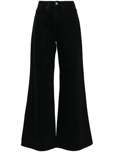 Frame Black Easy Wide Flare Jeans In Inkwell