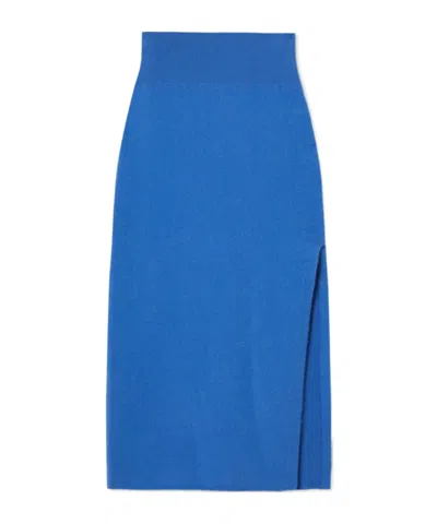 Frame Elastic Waist Midi Skirt In Blue