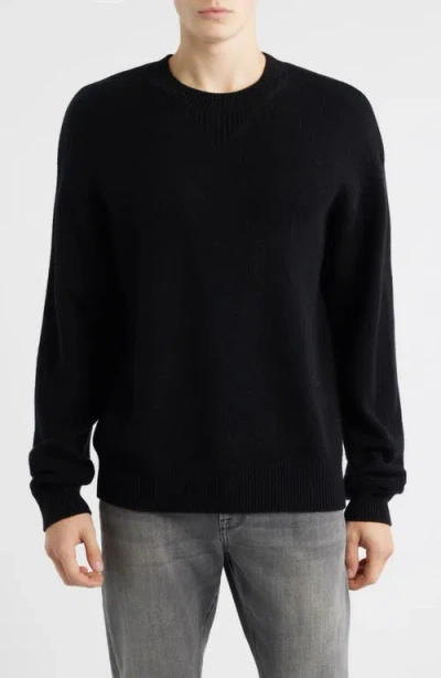 Frame Elbow Patch Wool & Cashmere Sweater In Black
