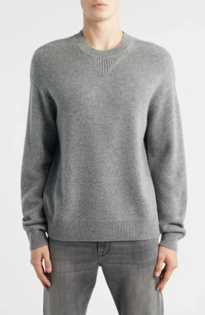 Frame Elbow Patch Wool & Cashmere Sweater In Gray