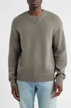 Frame Elbow Patch Wool & Cashmere Sweater In Gray