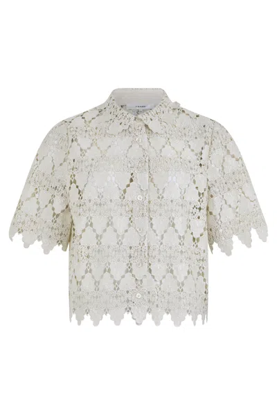 Frame Elegant Short Sleeve  Shirt With Thece Buttons In White