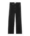 Frame Embellished High-rise Denim Trousers In Black
