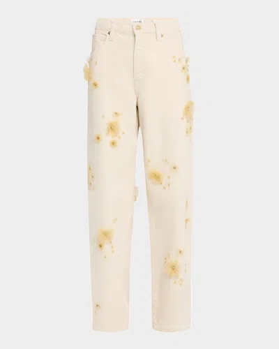 Frame Embellished Low-slung Barrel Jeans