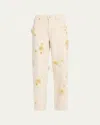 Frame Embellished Low-slung Barrel Jeans In White