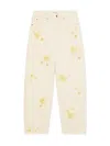Frame Embellished Low Slung Barrel Jeans In Yellow