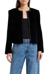 Frame Embellished Velvet Jacket In Black
