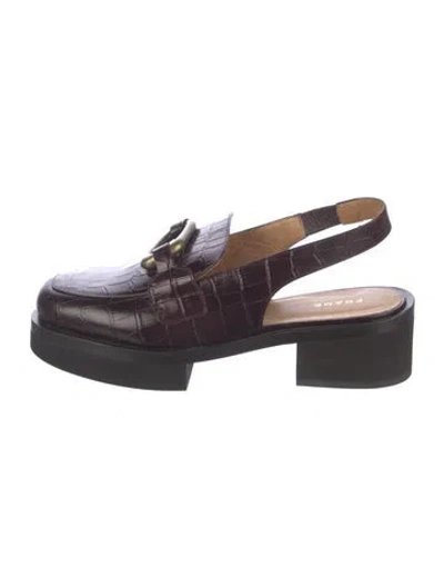 Pre-owned Frame Embossed Leather Animal Print Loafers In Burgundy