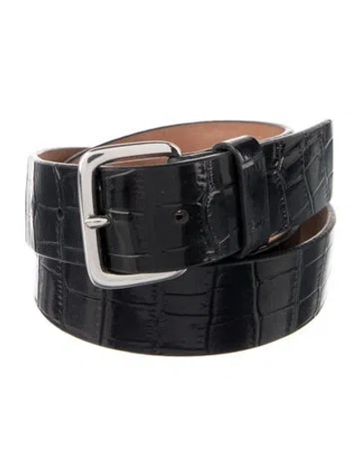 Pre-owned Frame Embossed Leather Belt In Black