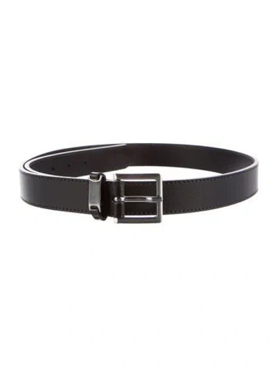 Pre-owned Frame Embossed Leather Belt W/ Tags In Black