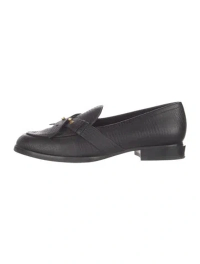Pre-owned Frame Embossed Leather Loafers In Black