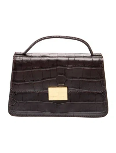 Pre-owned Frame Embossed Leather Top Handle Bag In Black