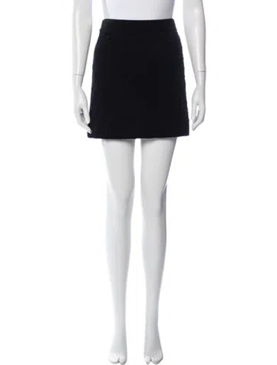 Pre-owned Frame Embroidered Accent Mini Skirt In Black