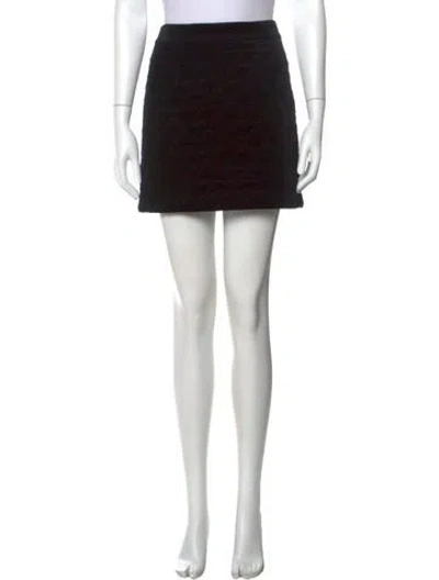 Pre-owned Frame Embroidered Accent Mini Skirt In Black