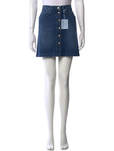 Pre-owned Frame Embroidered Accent Mini Skirt W/ Tags In Blue