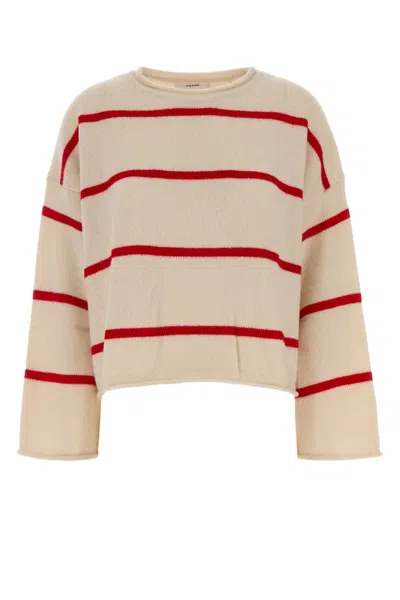 Frame Embroidered Cashmere Sweater In Brown