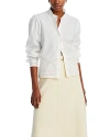 Frame Eyelet Accent Cotton Button-up Shirt In White