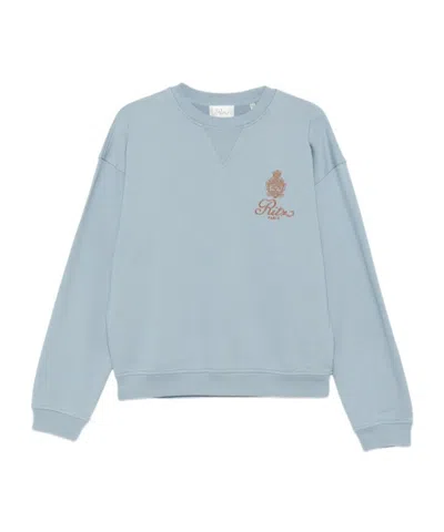 Frame Embroidered Crew-neck Sweatshirt In Blue