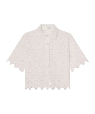 Frame Embroidered Eyelet Top In White